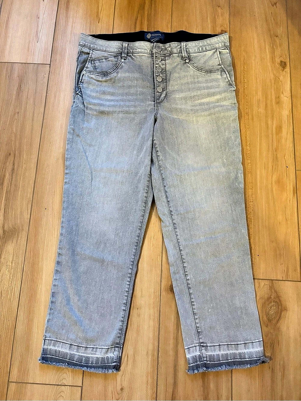 Democracy “Ab-solution” Cropped Straight Leg Jeans Button Fly Gray Size 16